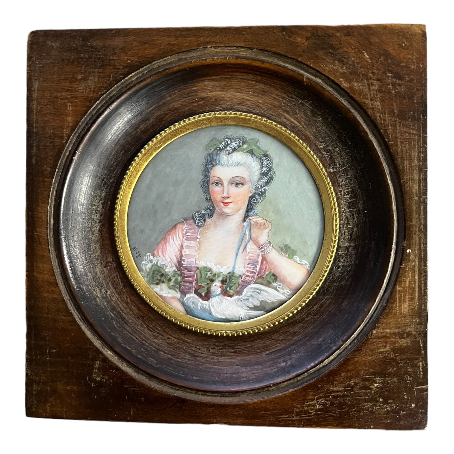 Mme de Pompadour Portrait miniature de Abey sur ivoire