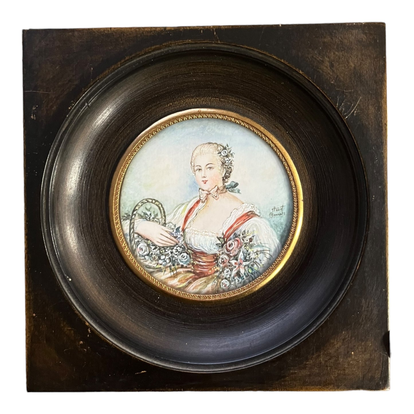 Миниатюрный портрет мадам де Помпадур на слоновой кости.