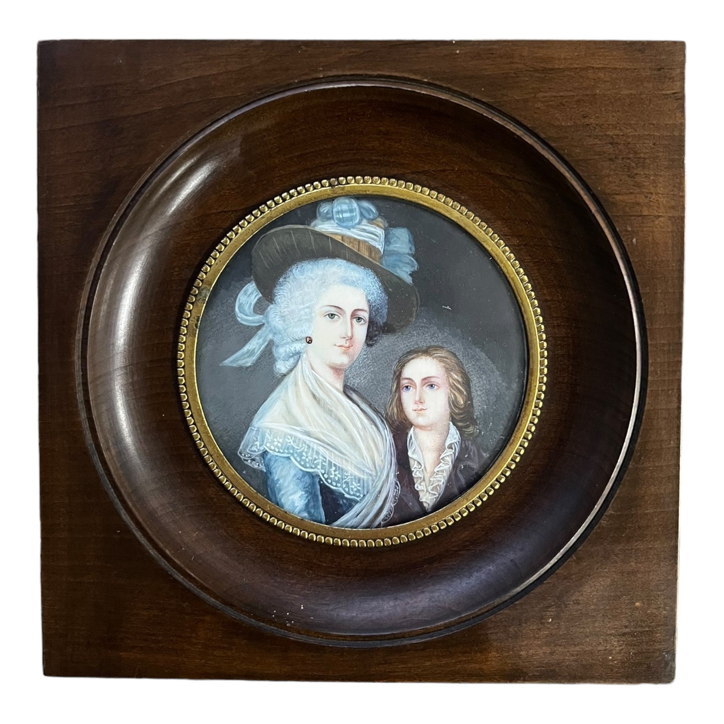 Marie antoinette et louis XVII Portrait miniature sur ivoire