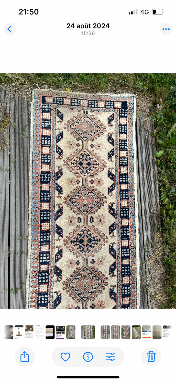 Ancien Tapis de couloir Heriz en laine 547 x 72