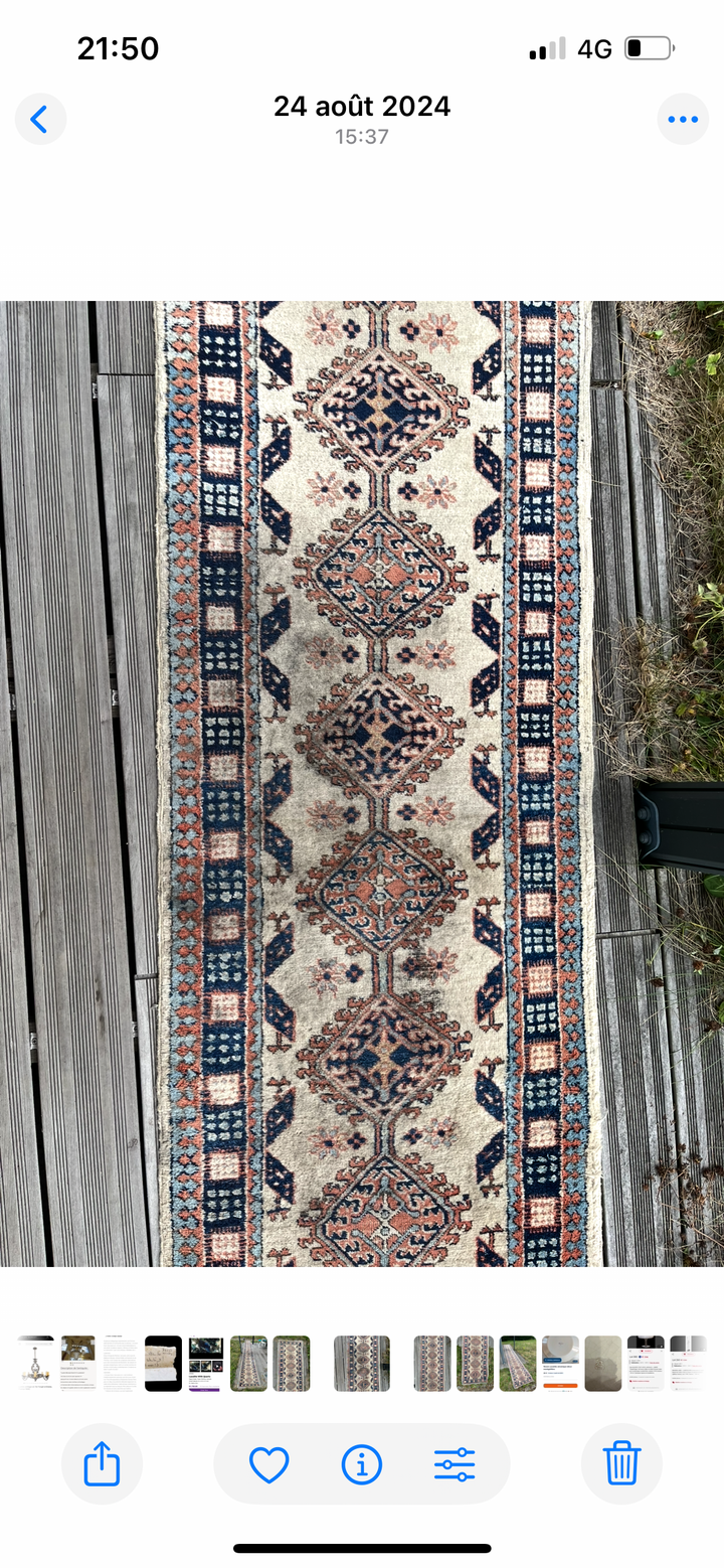 Ancien Tapis de couloir Heriz en laine 547 x 72