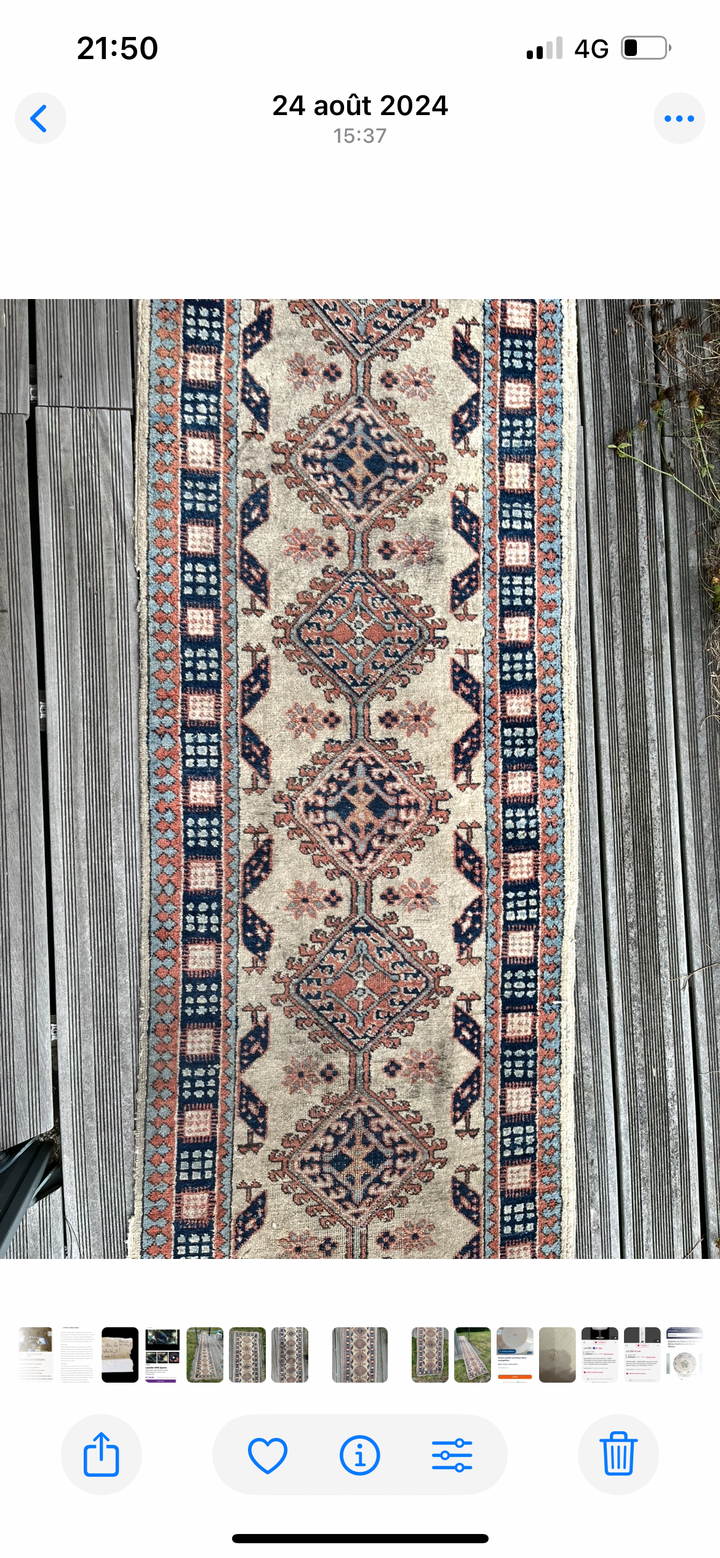 Ancien Tapis de couloir Heriz en laine 547 x 72