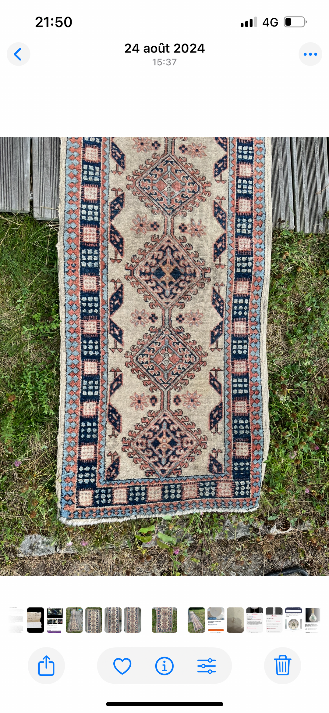 Ancien Tapis de couloir Heriz en laine 547 x 72