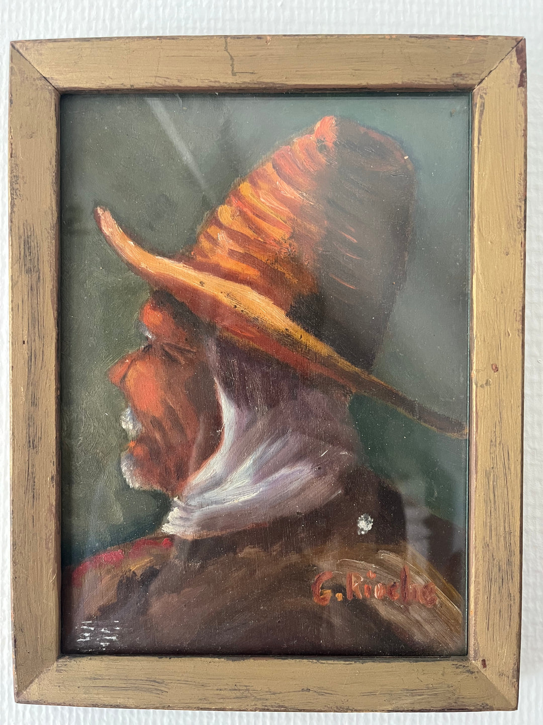 tableau homme au chapeau de G Rioche