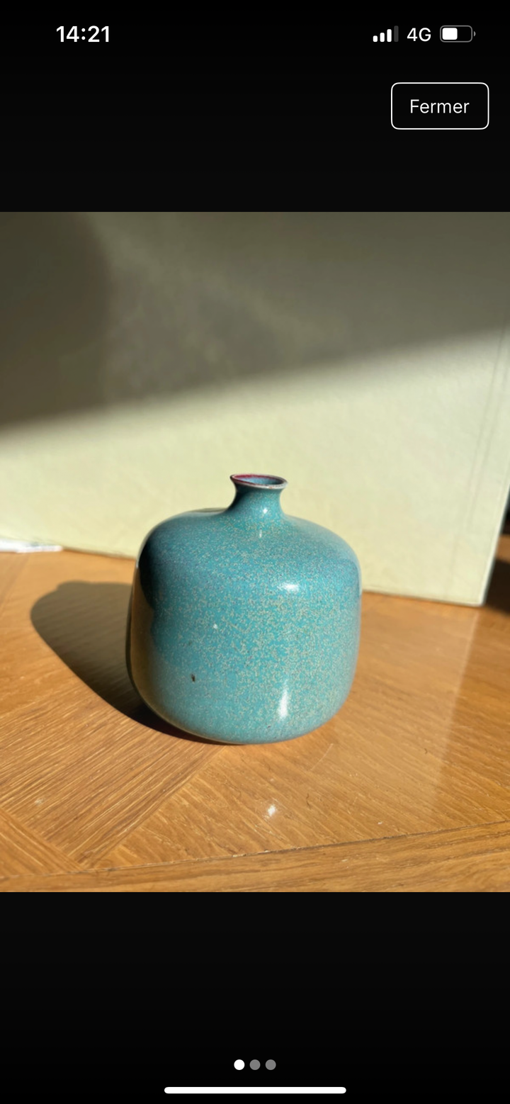vase soliflore turquoise de Julien Comte années 1970
