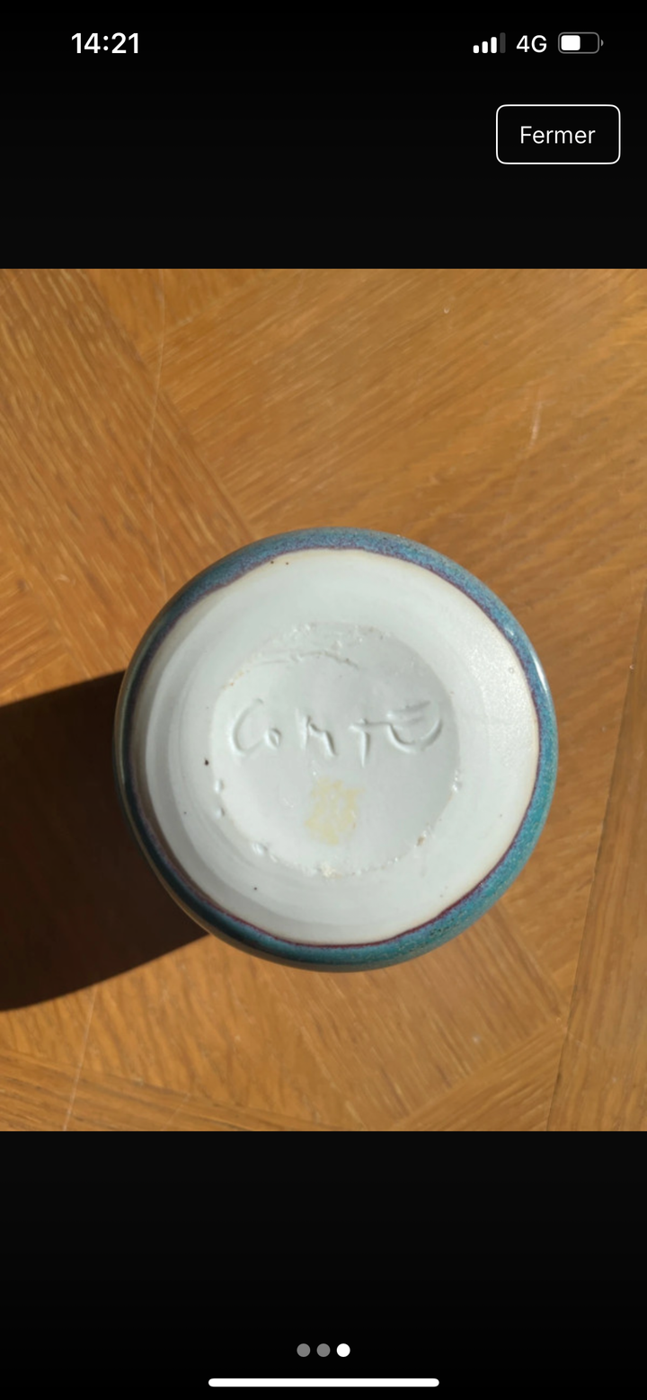 vase soliflore turquoise de Julien Comte années 1970