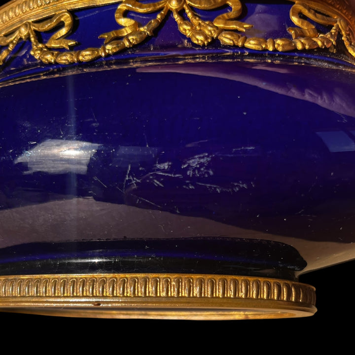 Cobalt blue ceramic planter 19th century