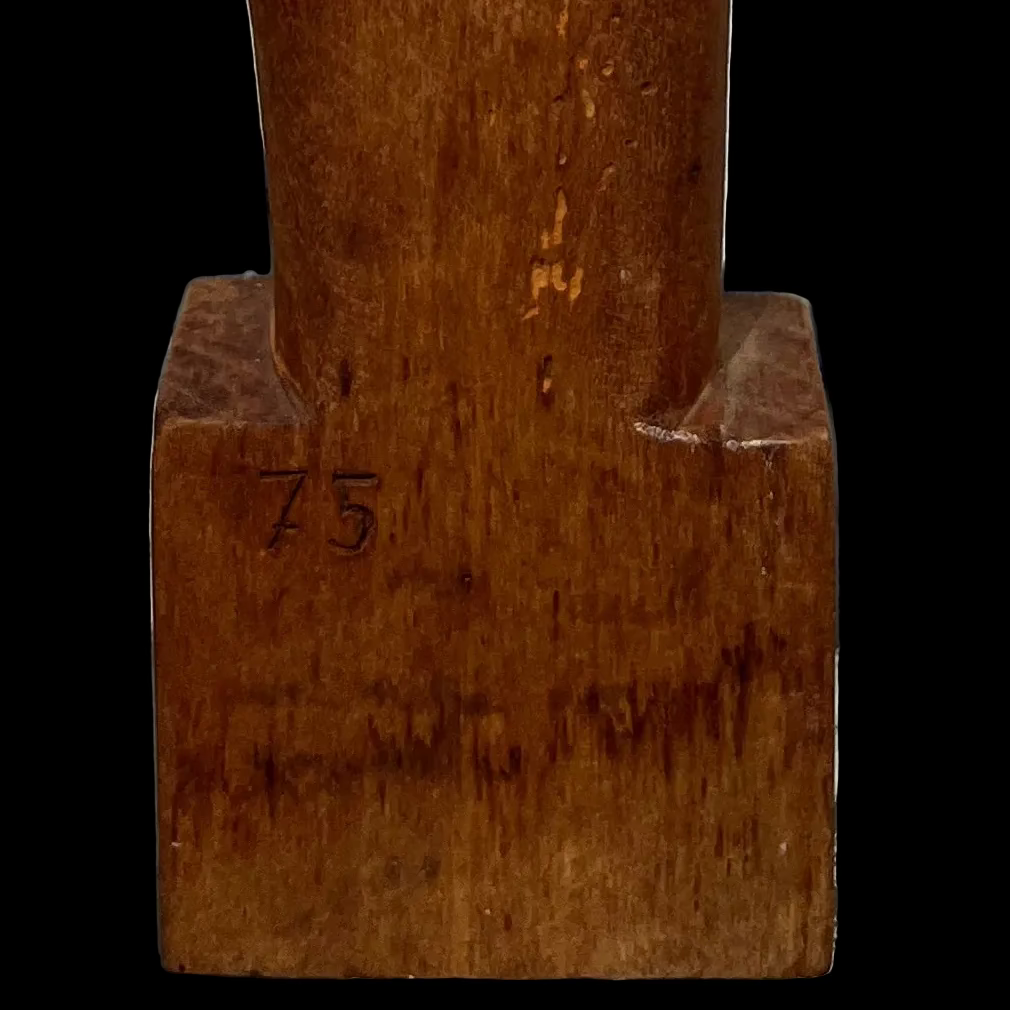 Statue Vierge Marie ancienne en bois sculpté Signée REX 30 cm – Art Déco / Moderniste