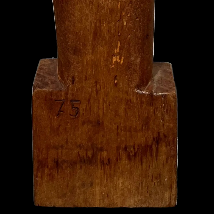 Statue Vierge Marie ancienne en bois sculpté Signée REX 30 cm – Art Déco / Moderniste
