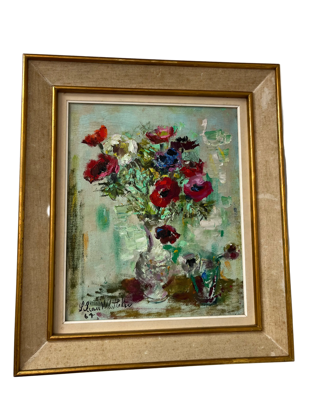 Tableau bouquet de coquelicots de Lilian Whitteker 1967