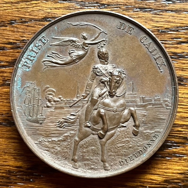 路易斯·安东尼（Louis-Antoine）的铜牌，Angoulême的Artois Duke，从Cadiz取，Dieudonné，1823年