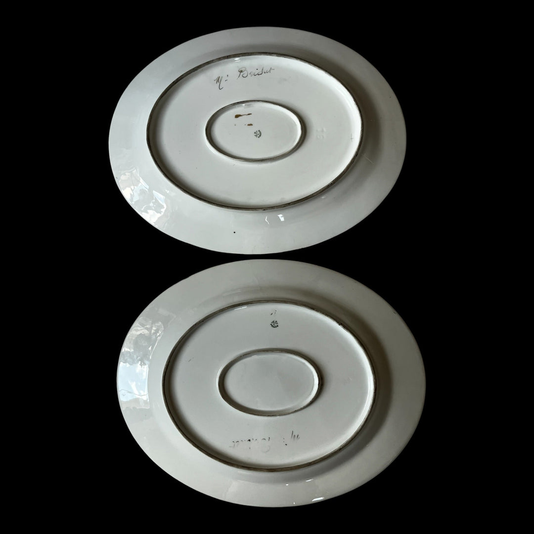 2 grands plats ovale à scène maritime de la manufacture Jean Pouyat à Limoges