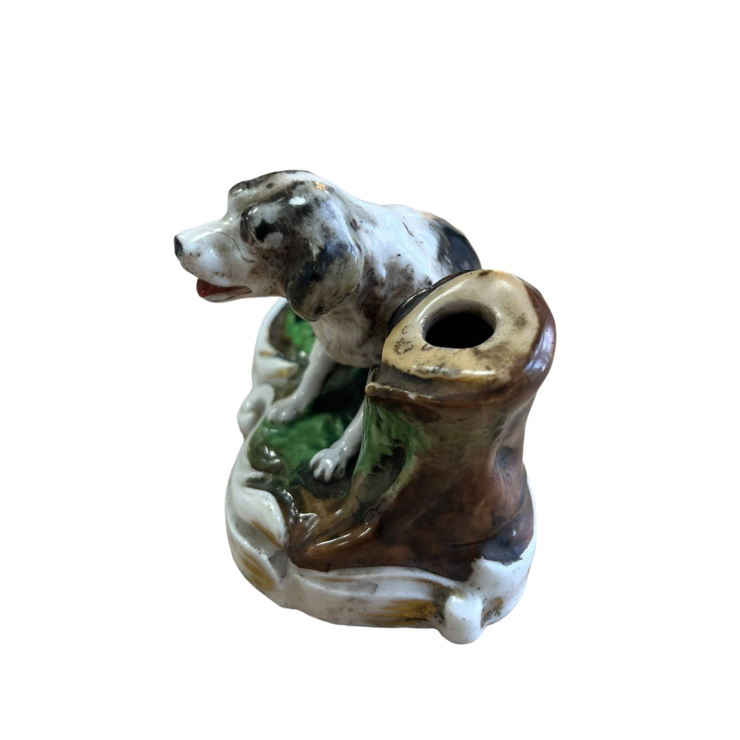 Encrier chien en porcelaine XIX e