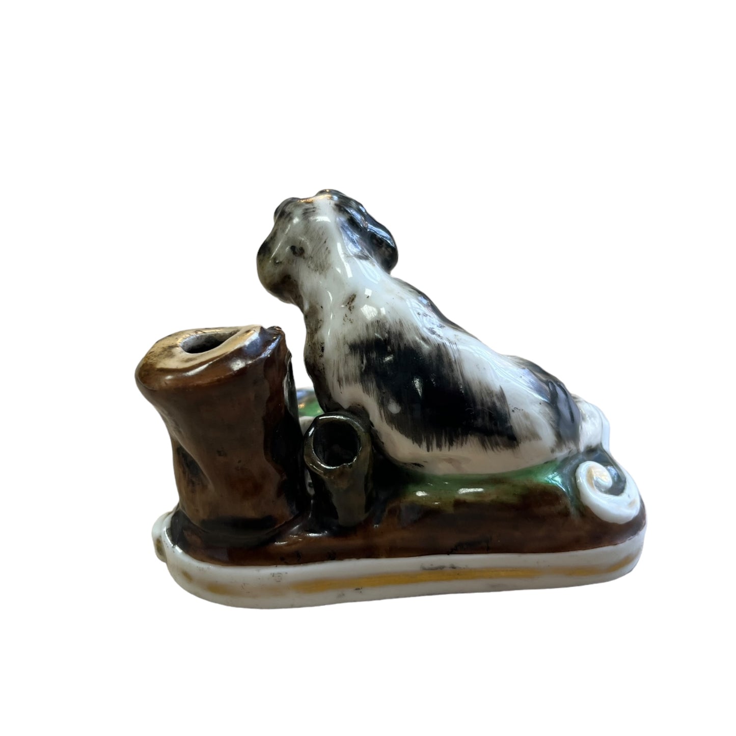 Encrier chien en porcelaine XIX e