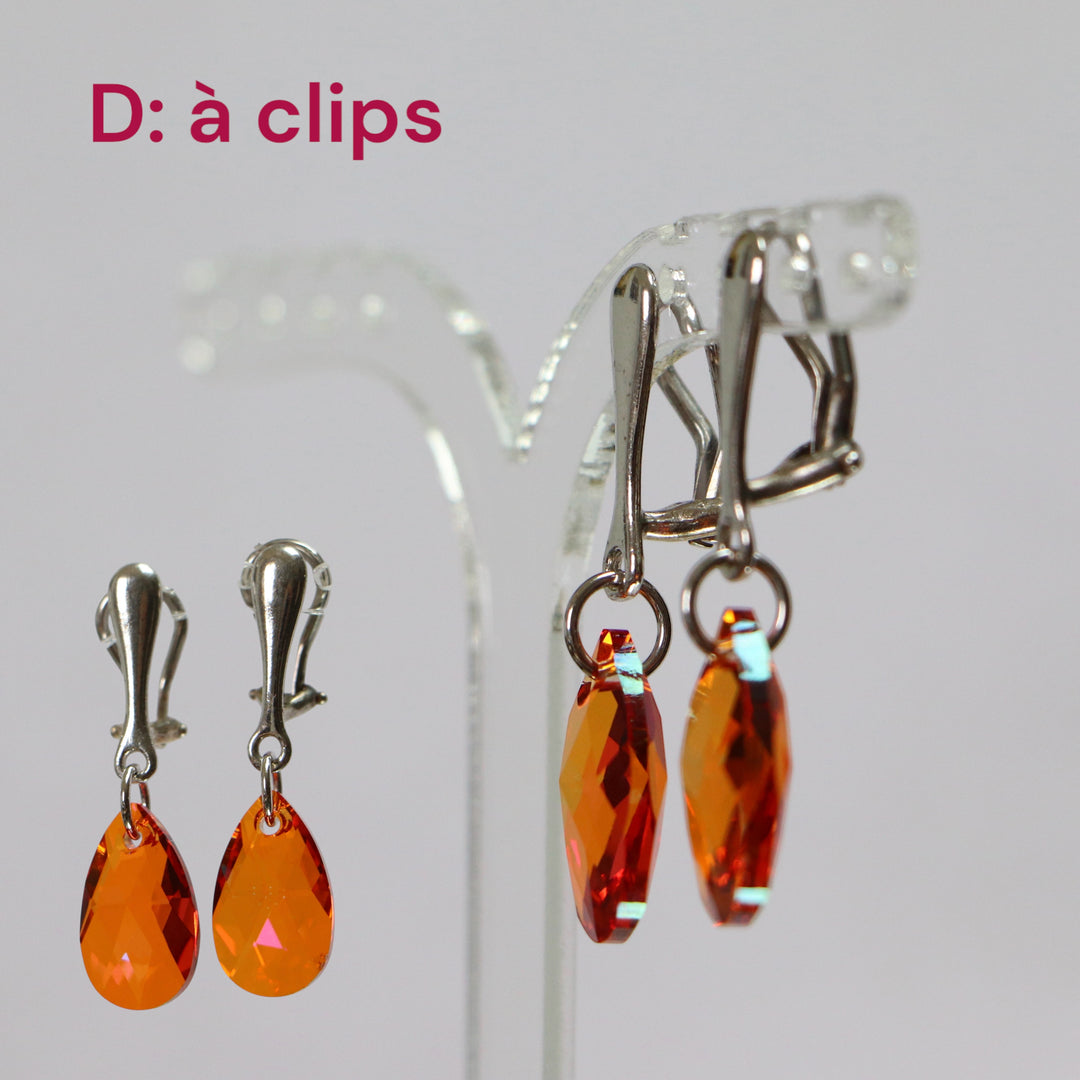 Earrings, Swarovski crystals, golden silver, AB crystal, tears