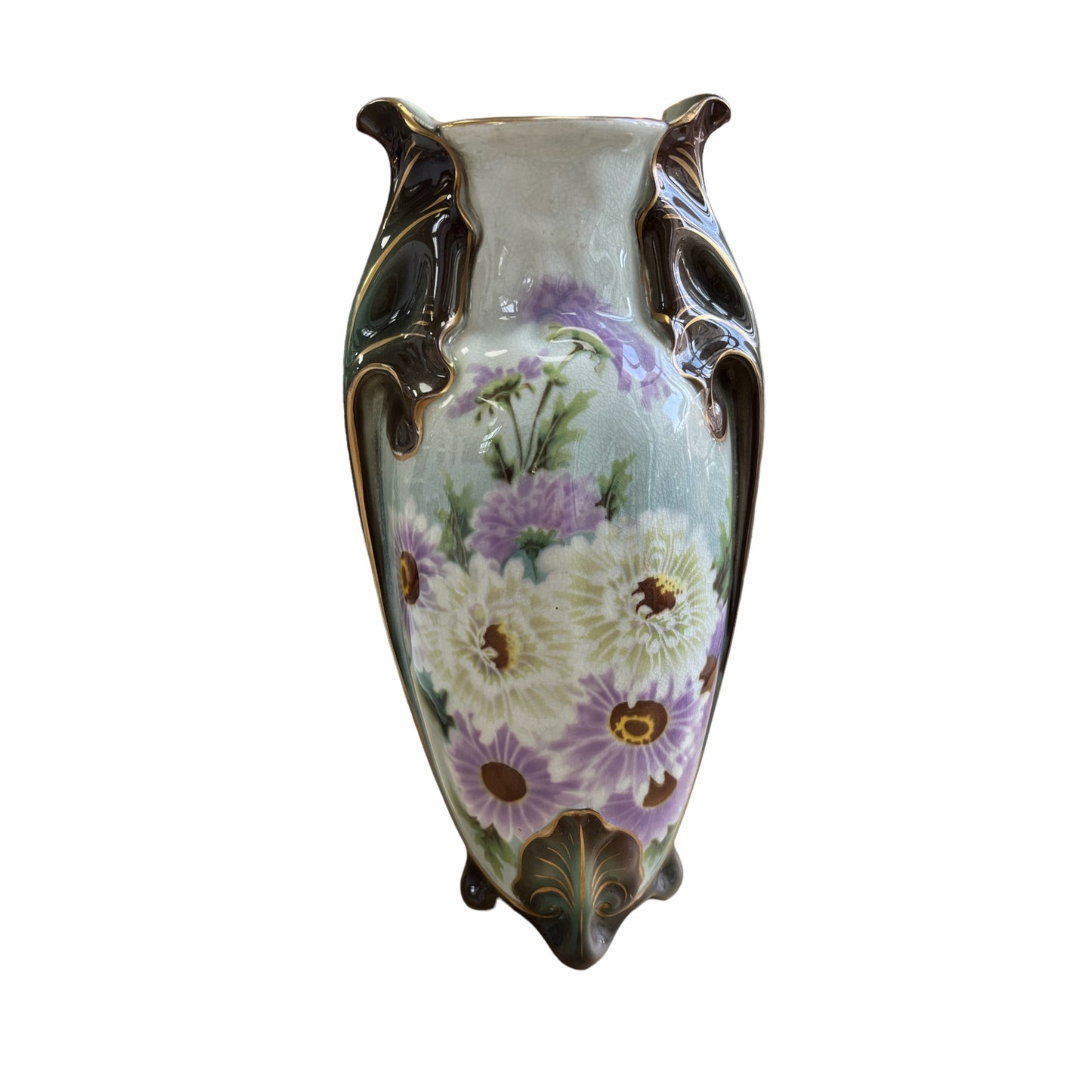 VASE reine marguerites Luneville style art nouveau