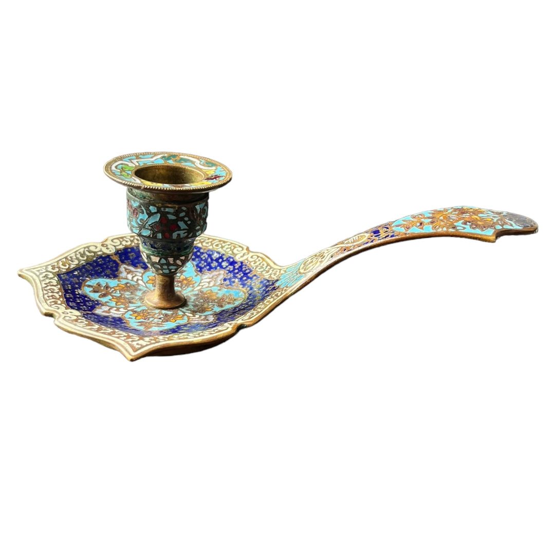 19th century cloisonné enamel hand candle holder