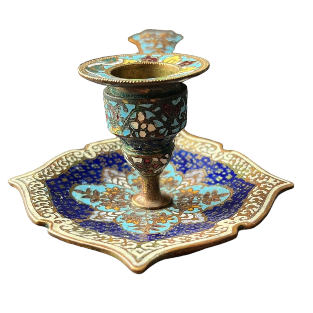 19th century cloisonné enamel hand candle holder