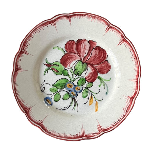 Sarreguemines plate with 19th century flowers