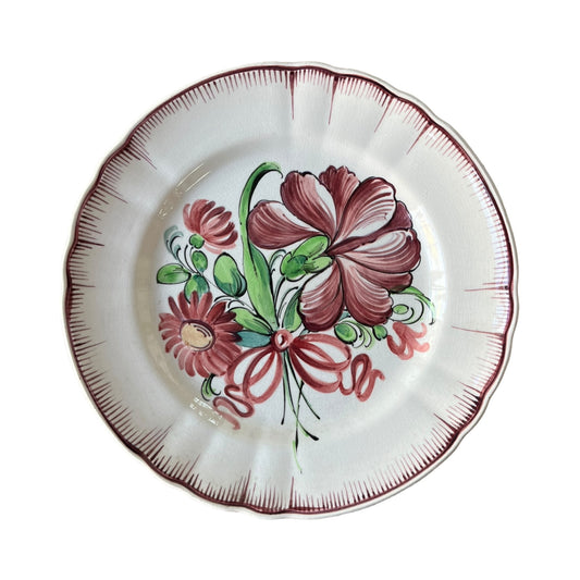 Sarreguemines plate with flowers signed NK