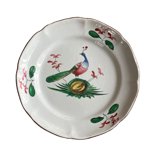 Earthenware peacock plate from Argonne les Islettes 18th century