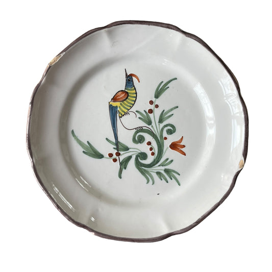 Argonne Waly earthenware parrot plate 19th century