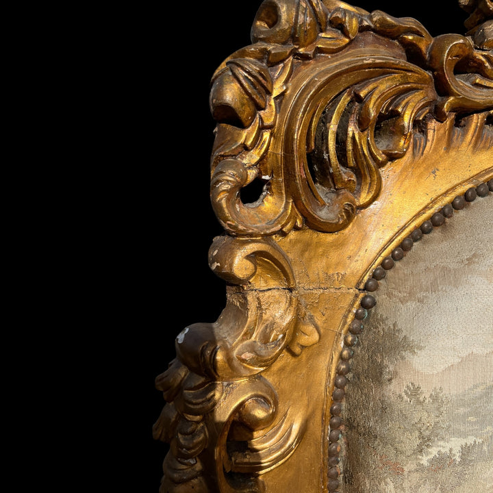 Paire de grandes bergères a oreilles Rococo en bois Allemagne ou Autriche, XIXe siècle