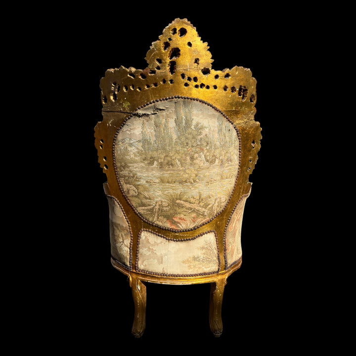 Paire de grandes bergères a oreilles Rococo en bois Allemagne ou Autriche, XIXe siècle