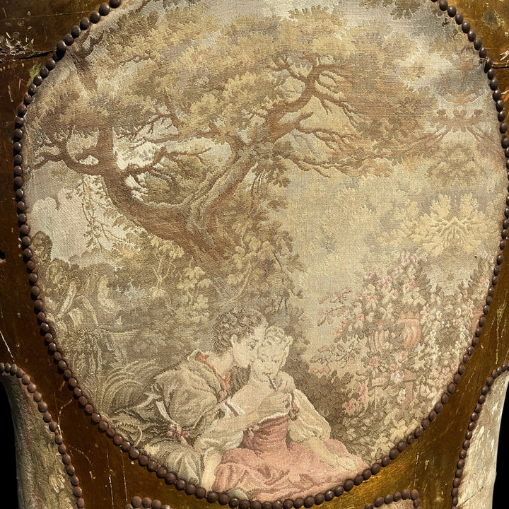 Paire de grandes bergères a oreilles Rococo en bois Allemagne ou Autriche, XIXe siècle