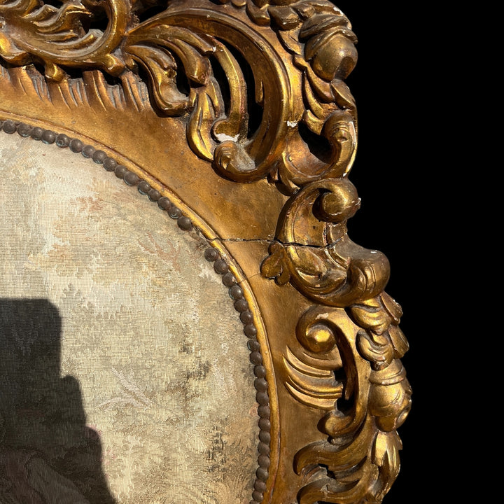 Paire de grandes bergères a oreilles Rococo en bois Allemagne ou Autriche, XIXe siècle