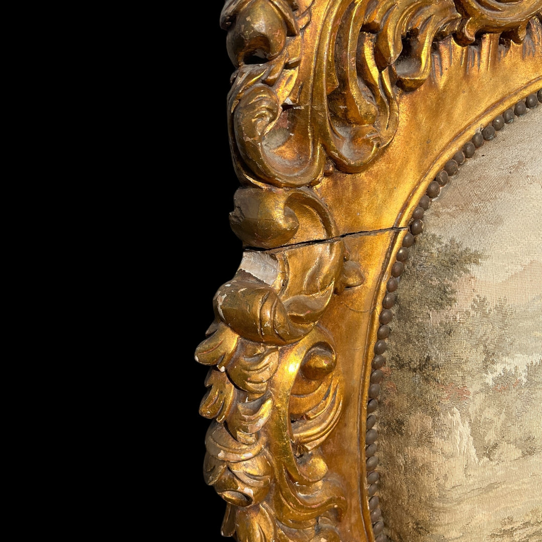 Paire de grandes bergères a oreilles Rococo en bois Allemagne ou Autriche, XIXe siècle