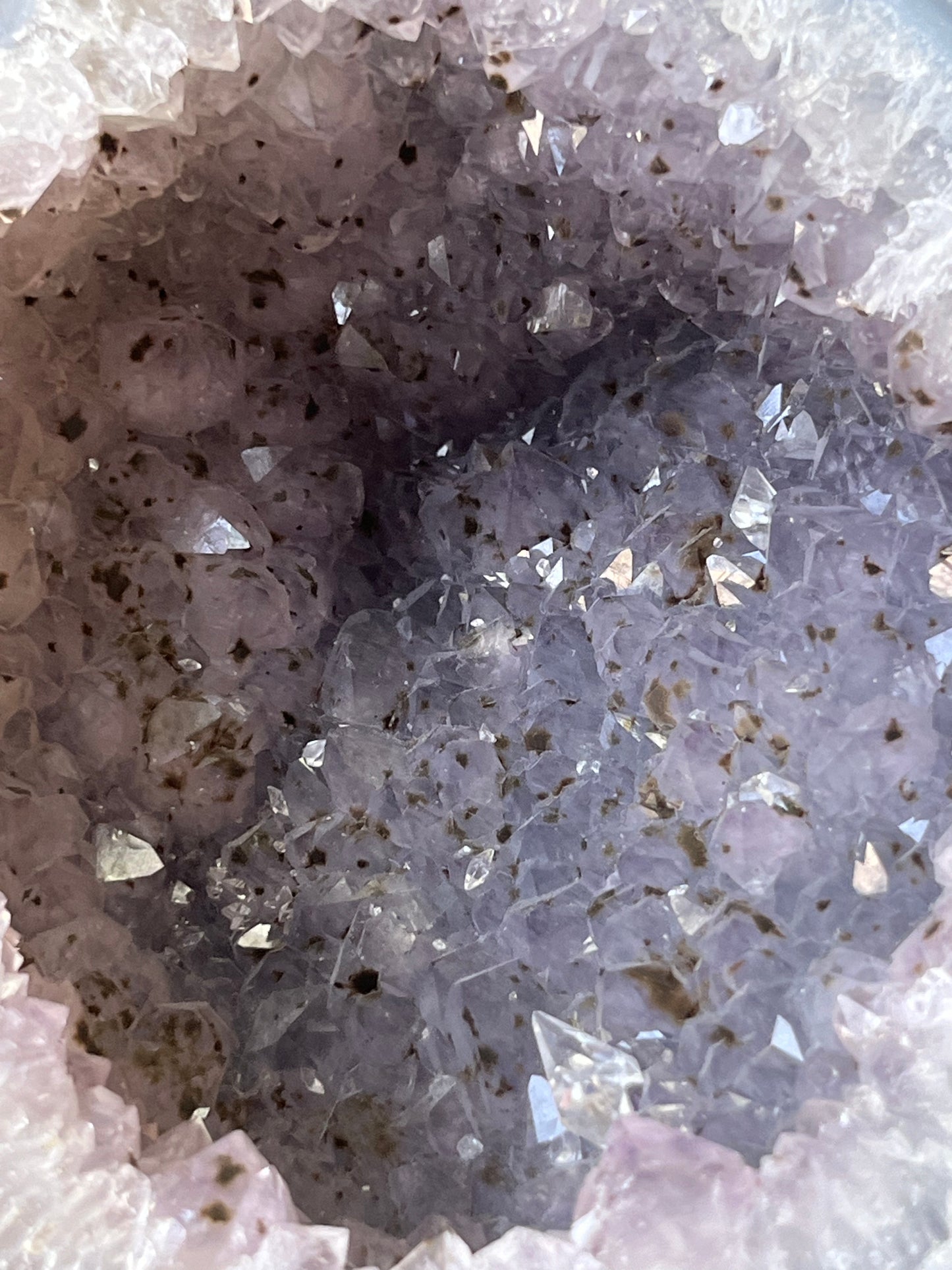 Géode Améthyste goethite, calcite Chihuahua Mexique C34
