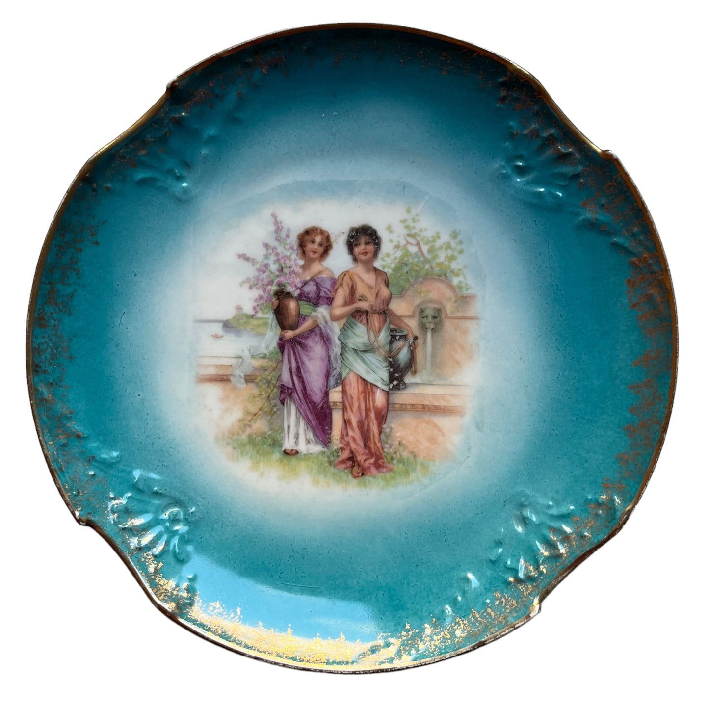 2 тарелки Виктории со старинной женской сценой.