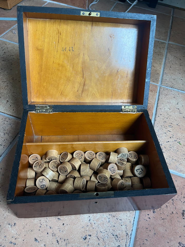 Boîte de jeu de loto en acajou début 1900