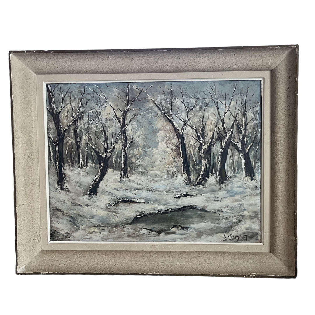 Table of Marcel Bouyeron Oil on Isorel Forest under the snow