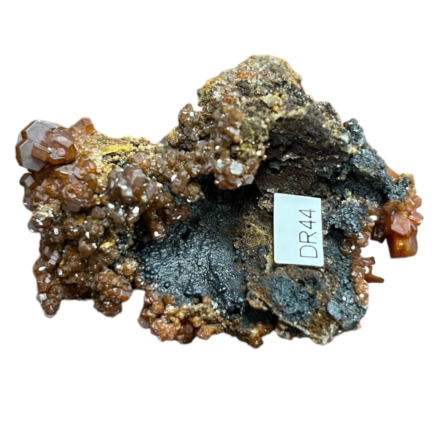 Vanadinite on goethite Morocco DR44