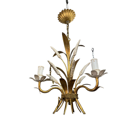 Masca golden iron chandelier 1950s