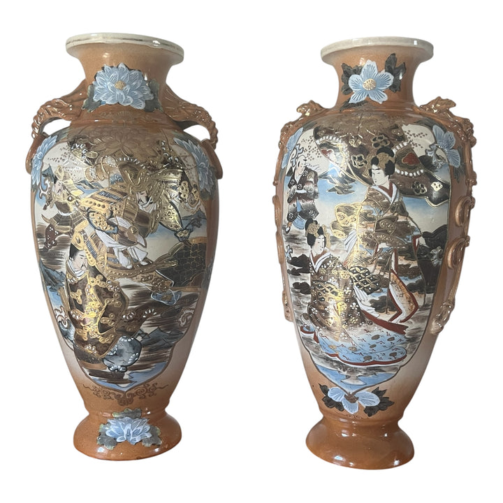 pair of large Japanese vases with ceramic