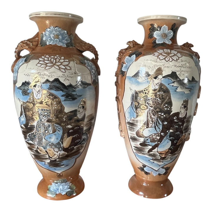 pair of large Japanese vases with ceramic
