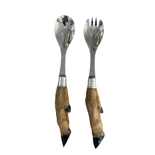 R ’stainless steel salad spoon with a deer hand