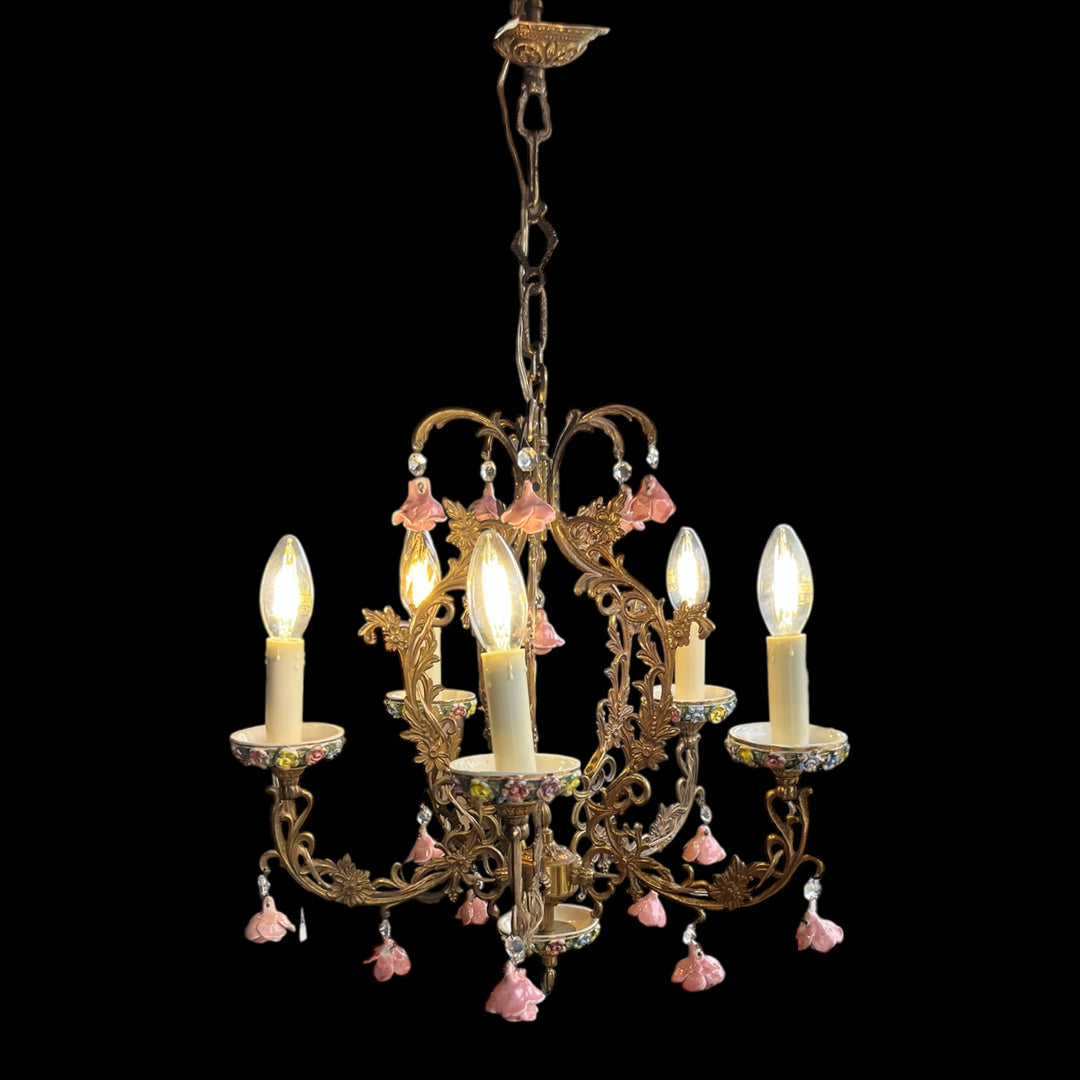Capodimonte Kronleuchter 5 Rosen