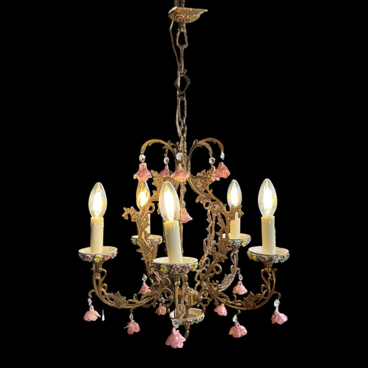 Capodimonte Kronleuchter 5 Rosen
