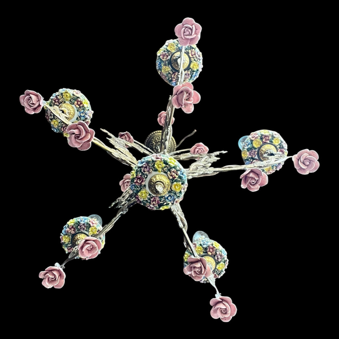 Capodimonte Kronleuchter 5 Rosen
