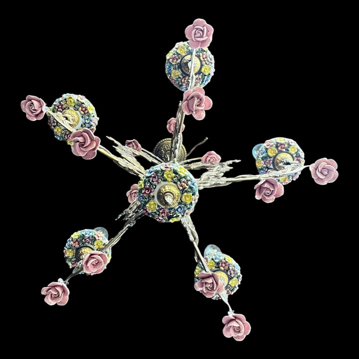 Capodimonte Kronleuchter 5 Rosen