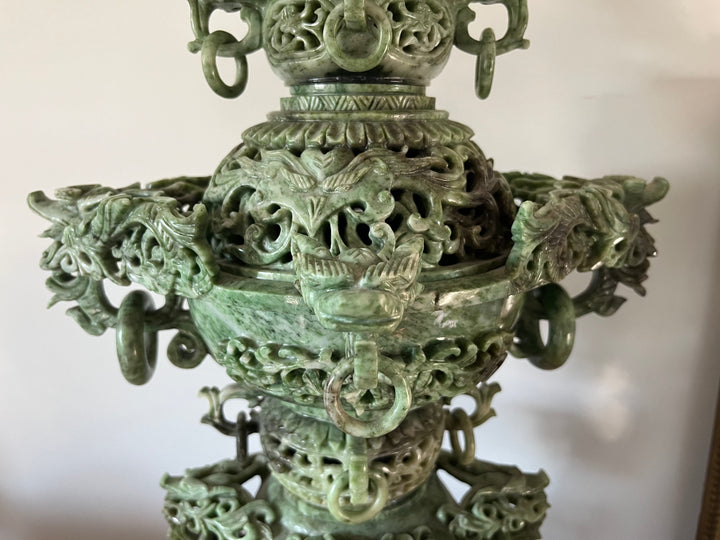 Chinese perfume burner 75 cm in serpentine early 20th century