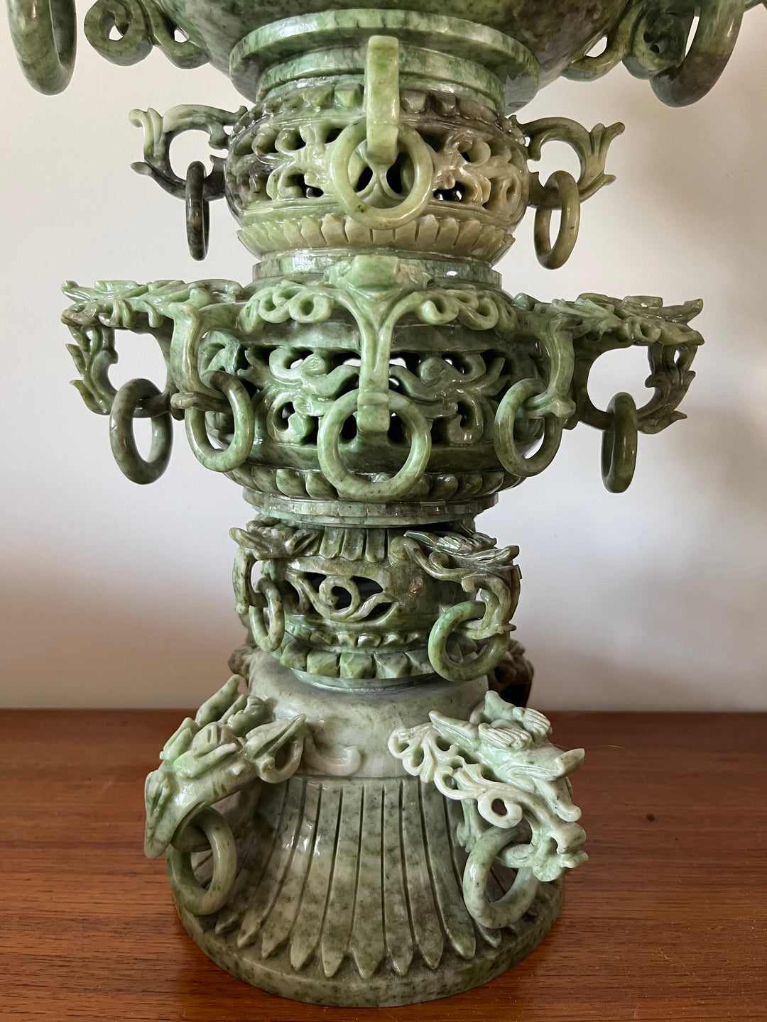 Chinese perfume burner 75 cm in serpentine early 20th century