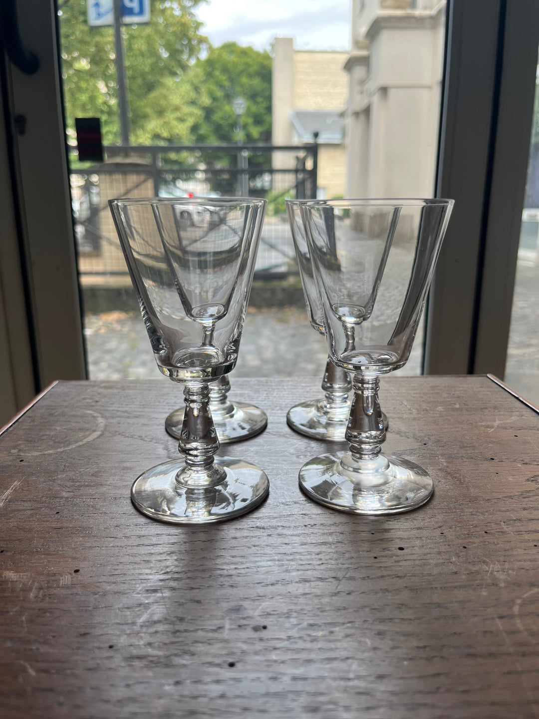 4 verres cristal à vin rouge à pied xixe