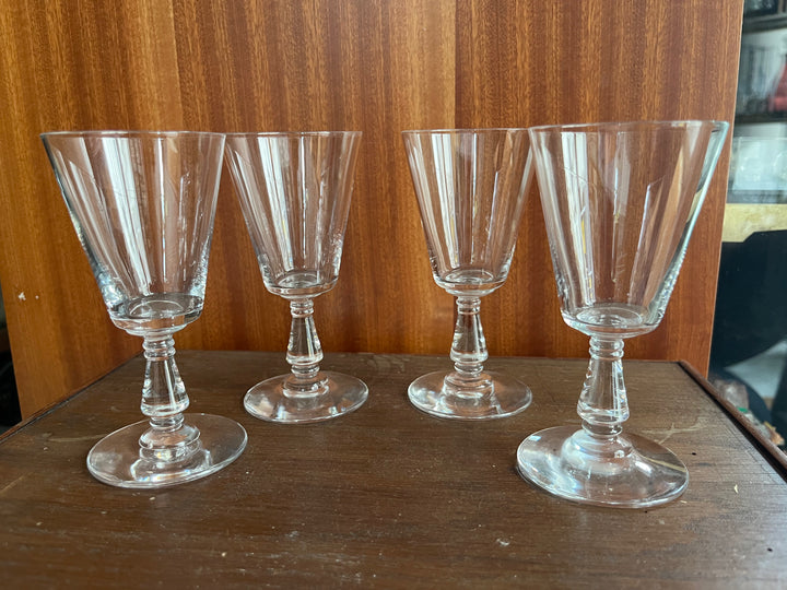 4 verres cristal à vin rouge à pied xixe