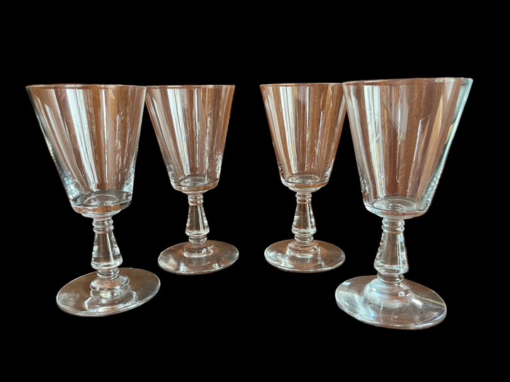 4 verres cristal à vin rouge à pied balustre xixe