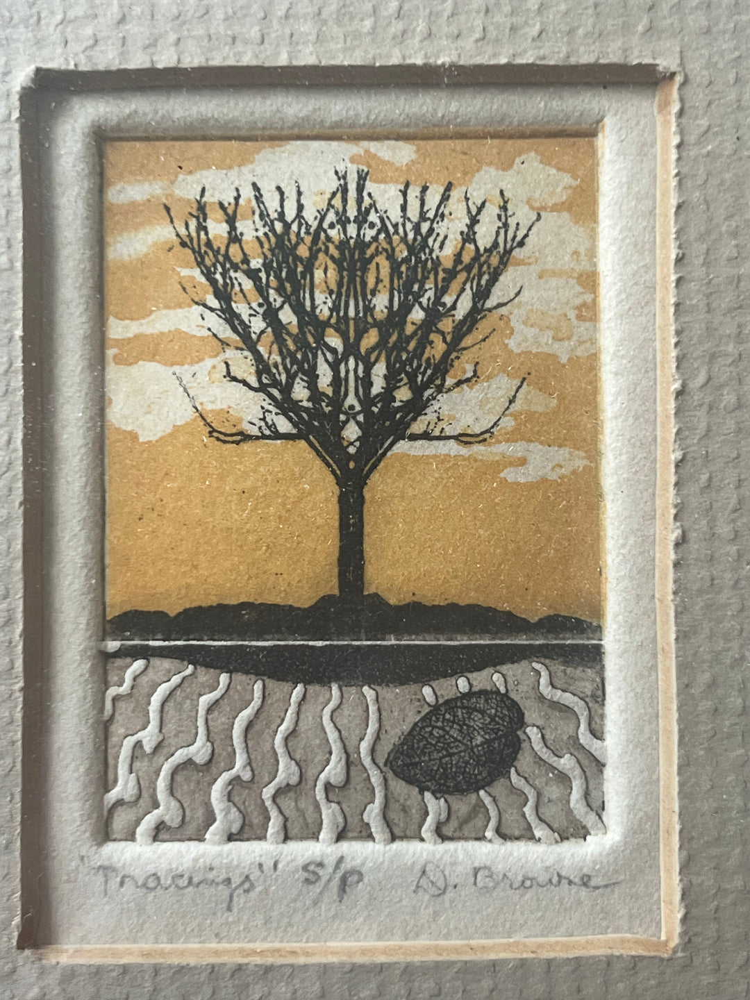 estampe Tracings  d’un arbre signée Broure